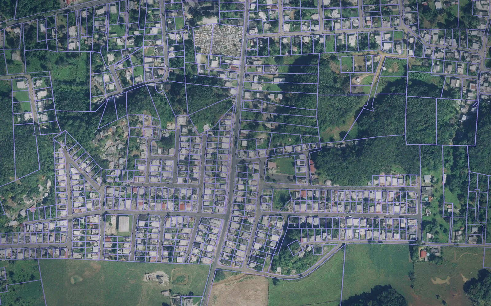 Parcel boundaries over aerial imagery of Hatillo Municipio, Puerto Rico