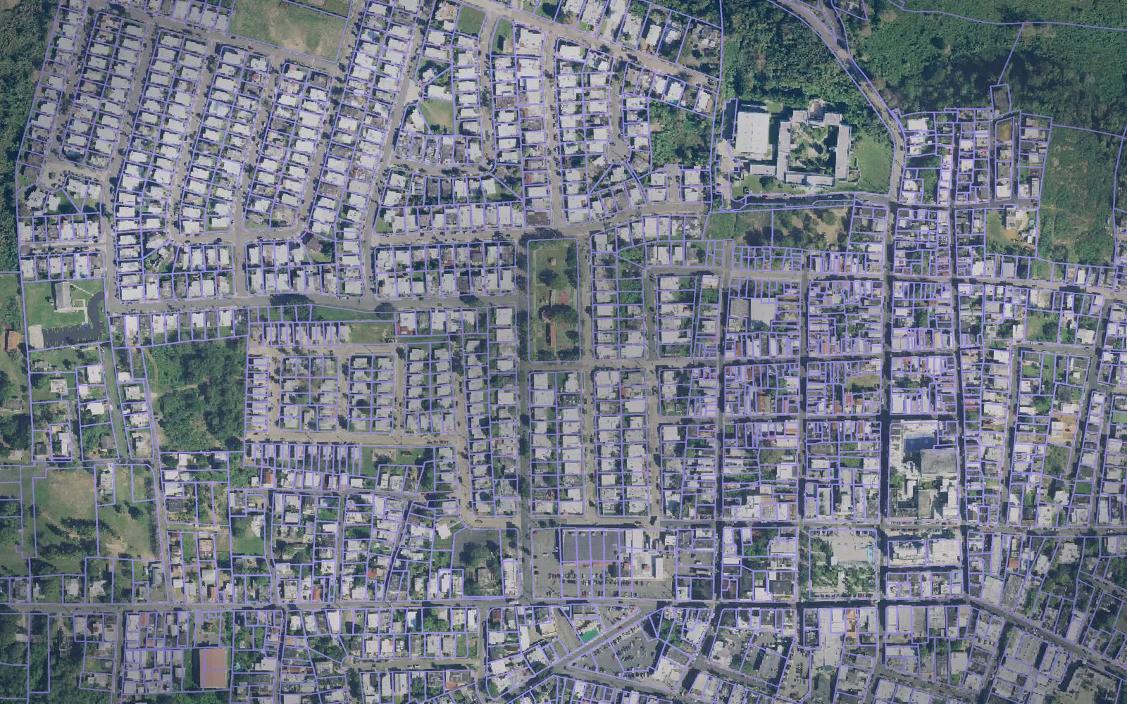 Parcel boundaries over aerial imagery of Isabela Municipio, Puerto Rico