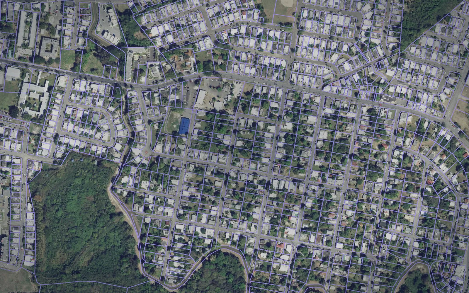 Parcel boundaries over aerial imagery of Juana Díaz Municipio, Puerto Rico