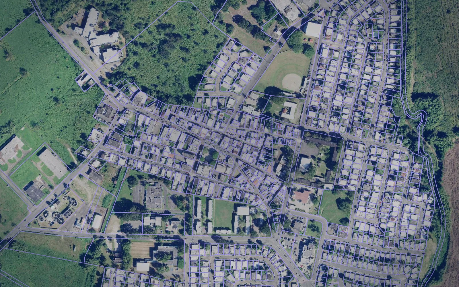 Parcel boundaries over aerial imagery of Maunabo Municipio, Puerto Rico
