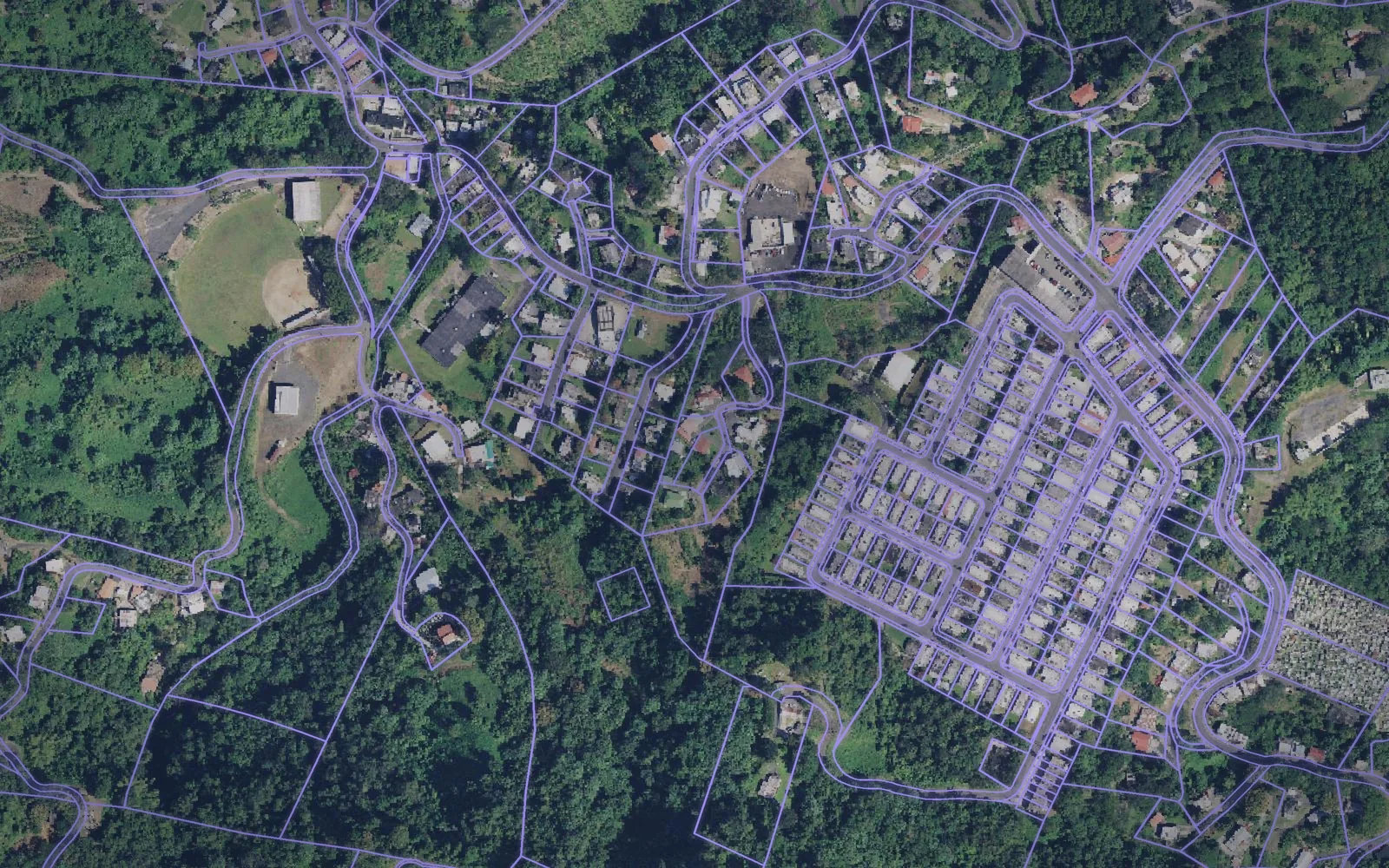 Parcel boundaries over aerial imagery of Naranjito Municipio, Puerto Rico