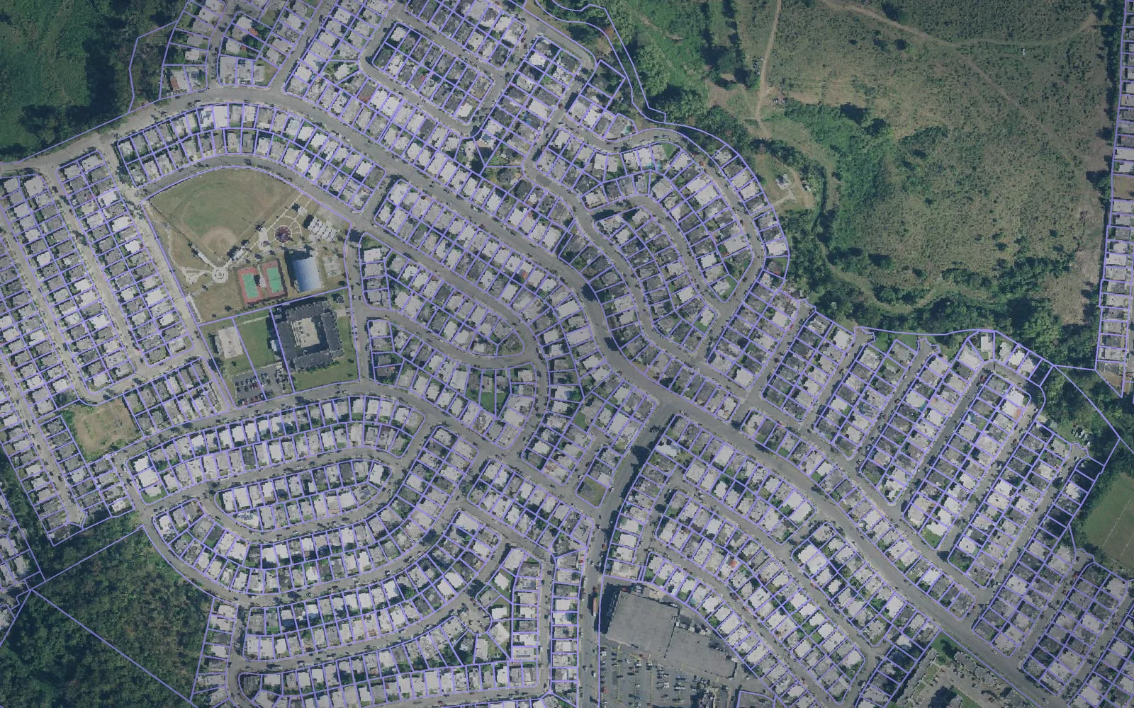 Parcel boundaries over aerial imagery of Río Grande Municipio, Puerto Rico