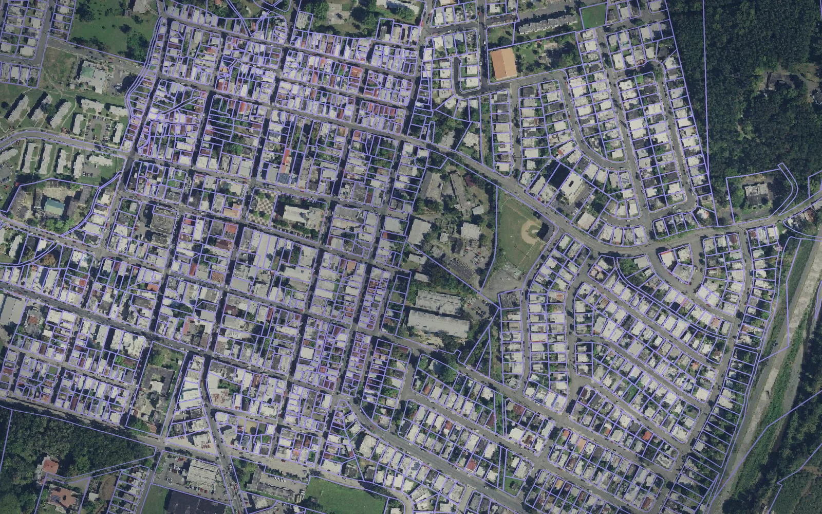 Parcel boundaries over aerial imagery of Sabana Grande Municipio, Puerto Rico