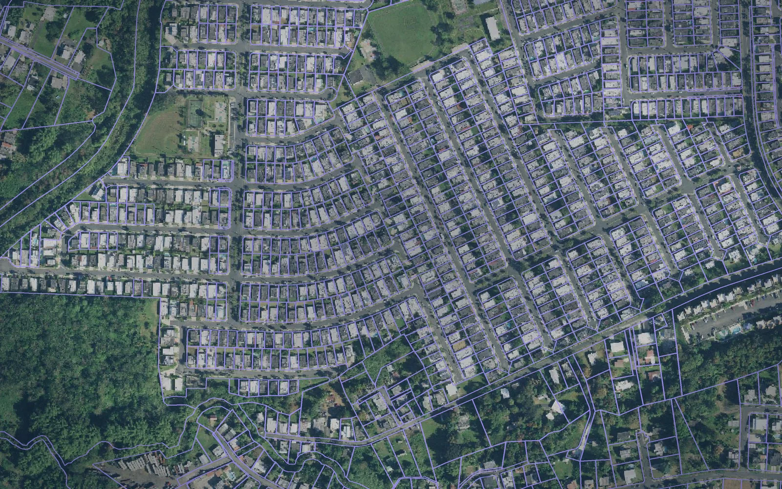 Parcel boundaries over aerial imagery of Toa Alta Municipio, Puerto Rico