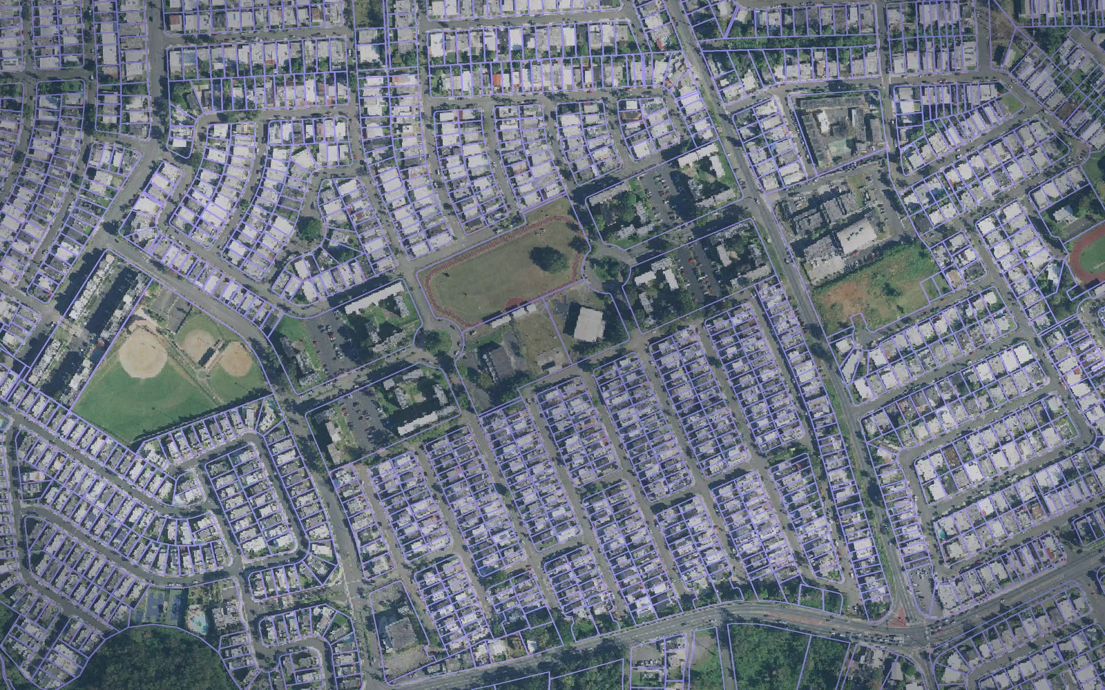 Parcel boundaries over aerial imagery of Trujillo Alto Municipio, Puerto Rico